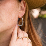 White Gold Organic Twist Hoops