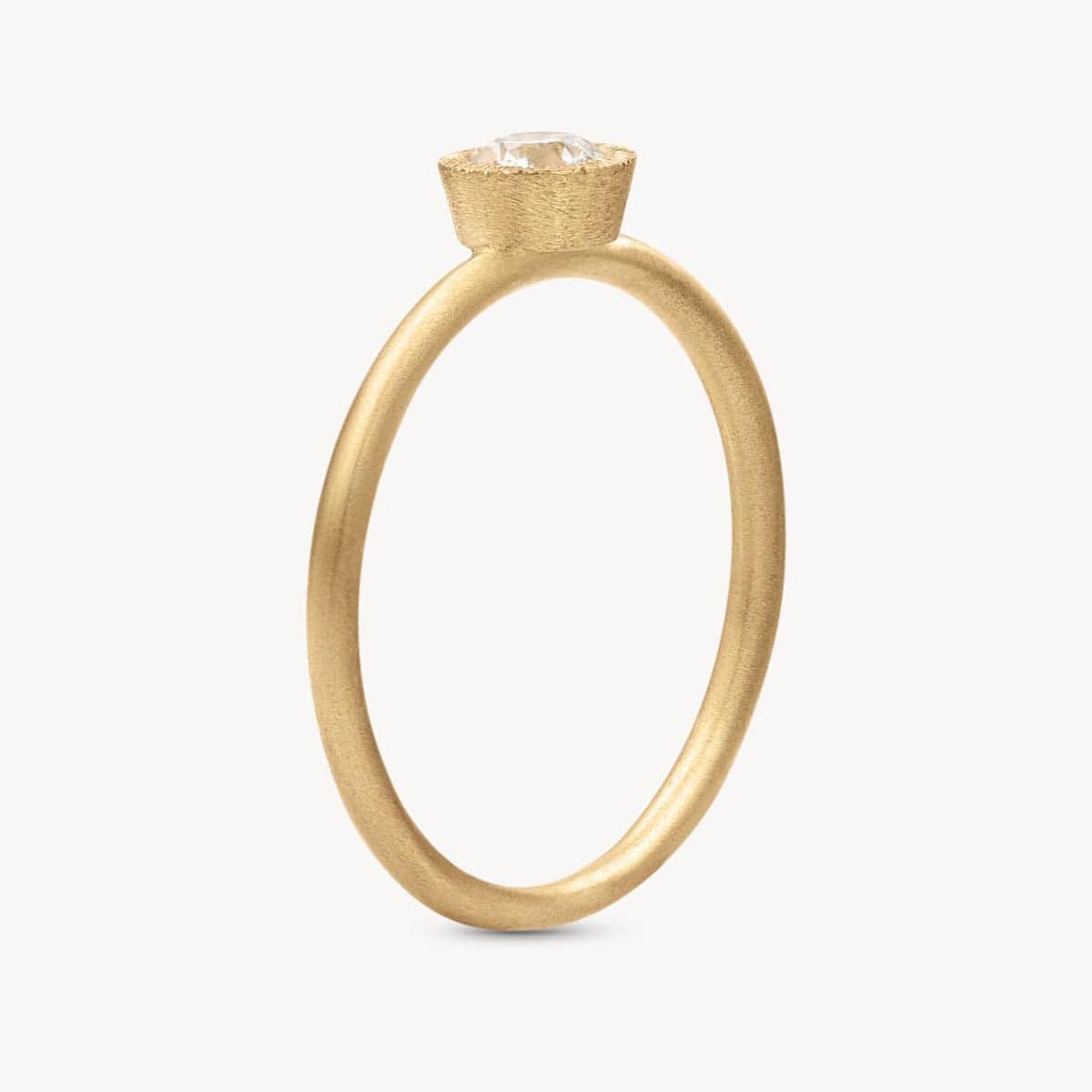 Satomi Kawakita Diamond Solitaire Ring in 18k Matte Yellow Gold
