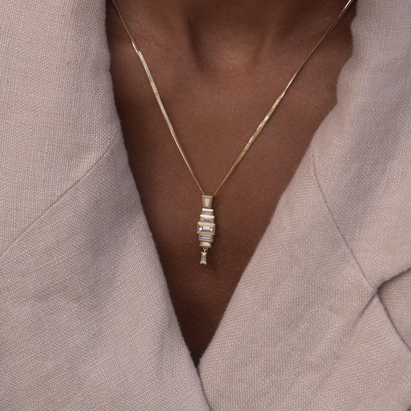 Diamond Baguette Stacked Necklace
