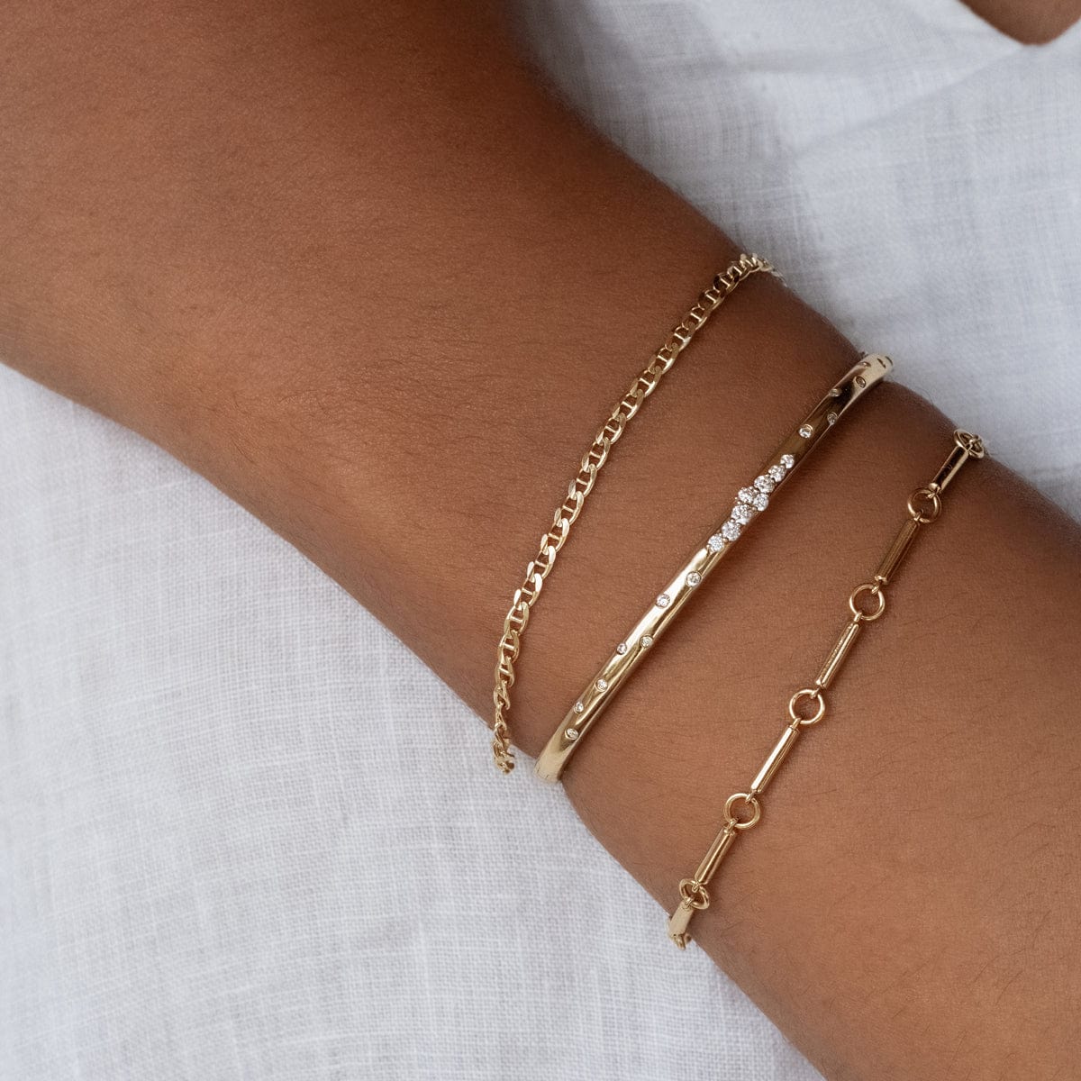 Italian Concave Cartier Chain Bracelet in 14K Yellow Gold | Audry Rose