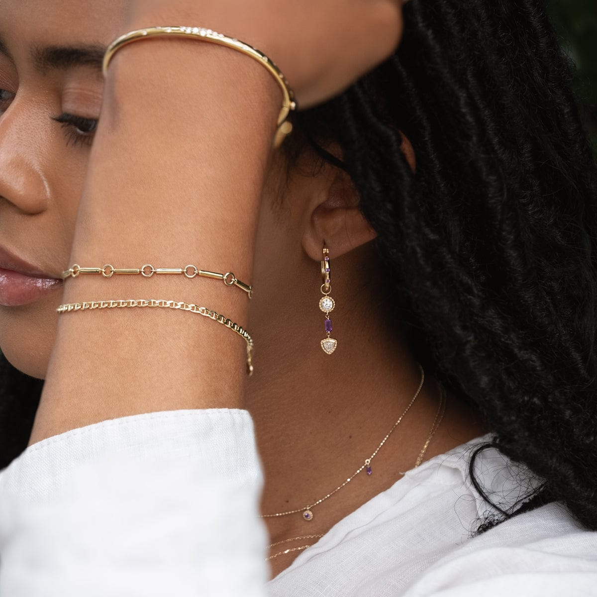 Italian Concave Cartier Chain Bracelet in 14K Yellow Gold | Audry Rose