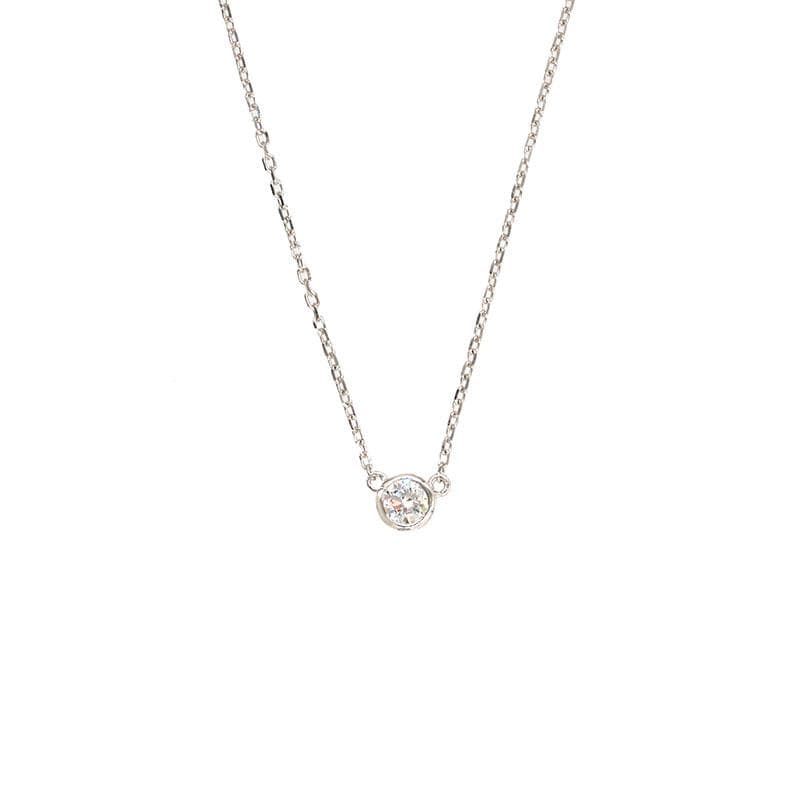 White Diamond Solitaire Bezel Necklace
