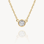 White Diamond Solitaire Bezel Necklace