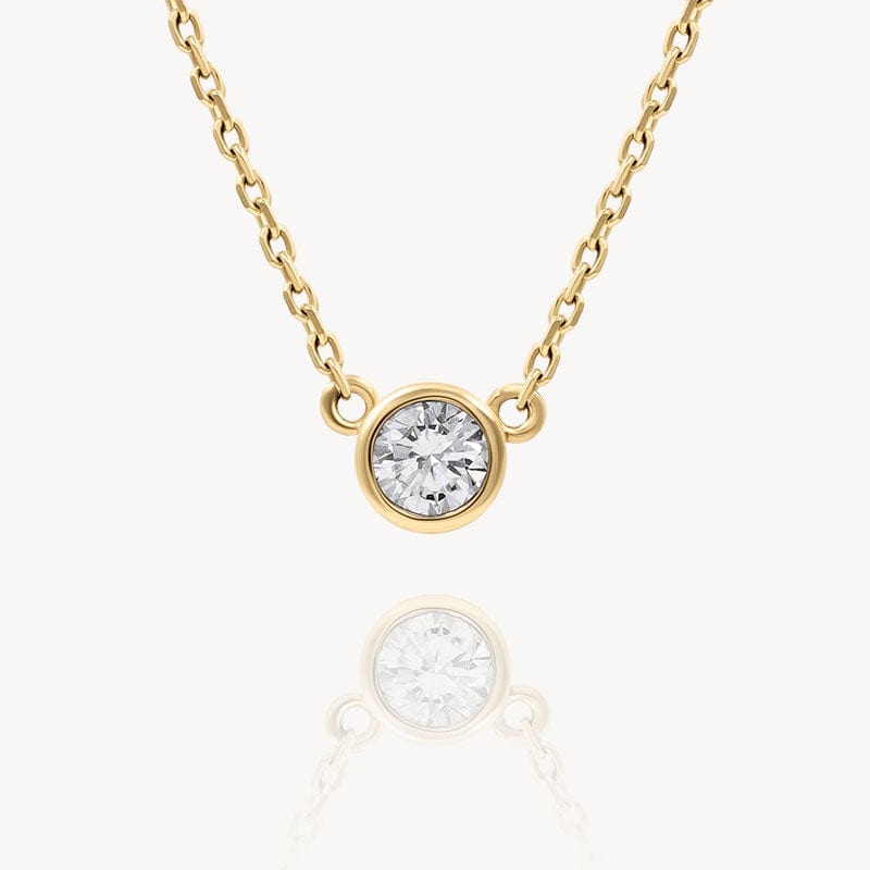White Diamond Solitaire Bezel Necklace